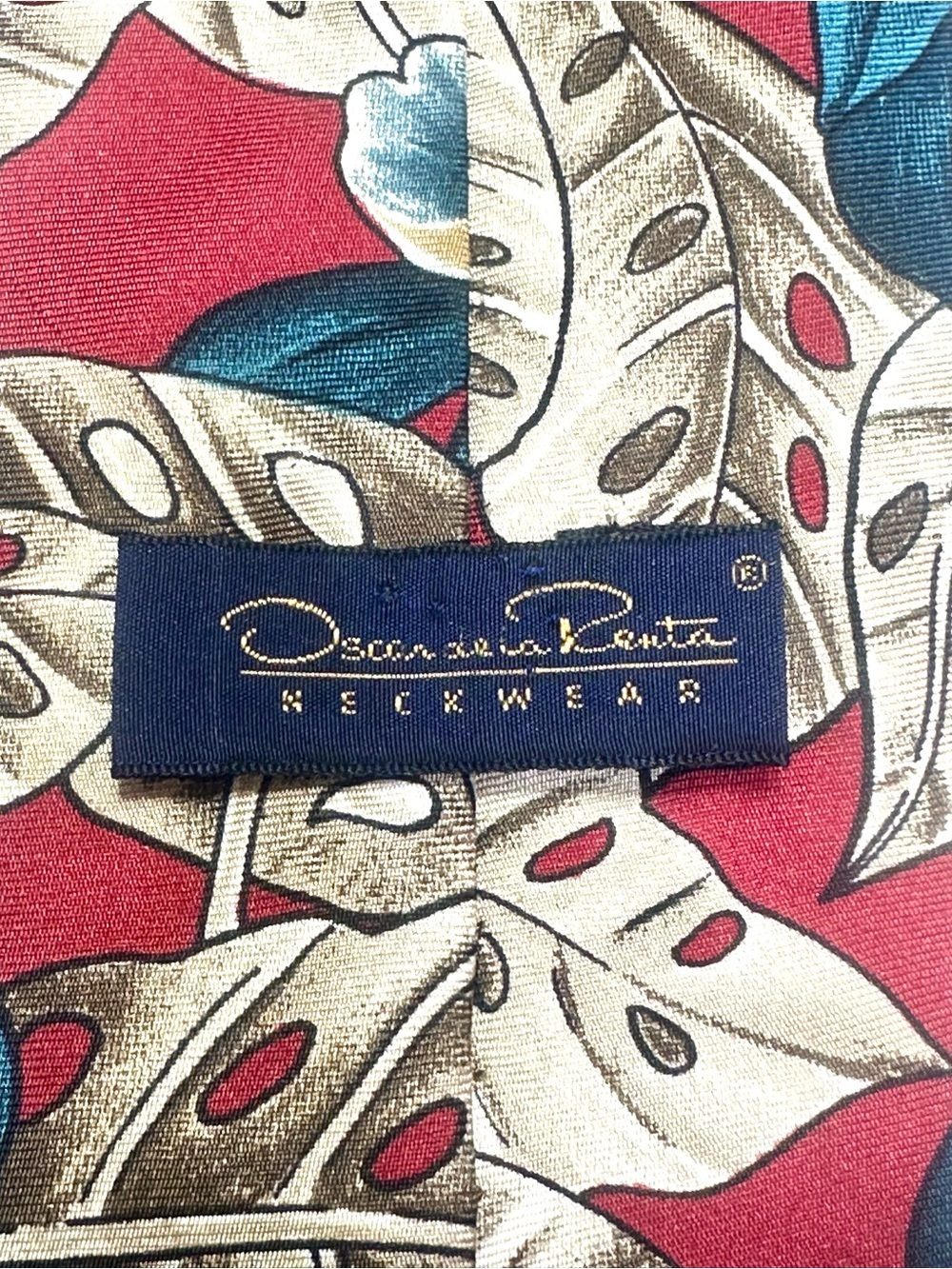Vintage Oscar de la Renta Toucan Tropical Floral Silk Tie 90s Novelty - Picture 6 of 9